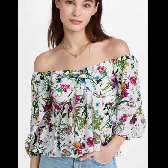 L’AGENCE Elena Off Shoulder Silk Top - Picture 7 of 9